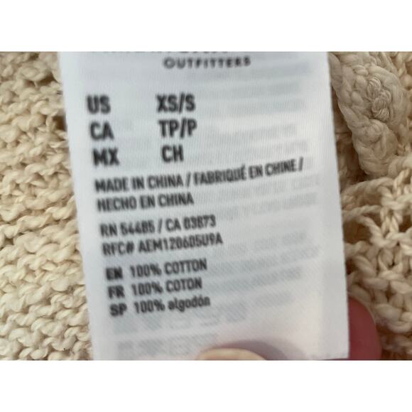 American Eagle Ivory Short Sleeve Hooded Open Knit Open Front Cardigan Duster S - Picture 6 of 9